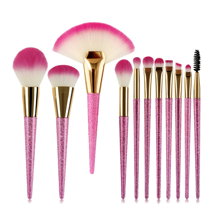 11-Piece 3D Makeup Brush Set with Flowing Sand Design