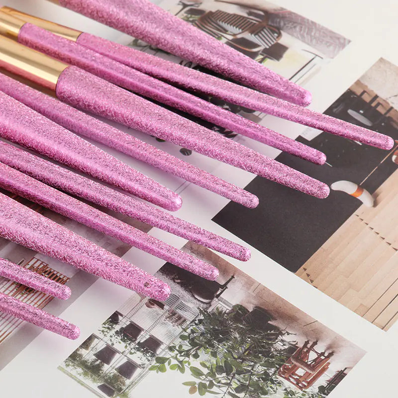 11-Piece 3D Makeup Brush Set with Flowing Sand Design