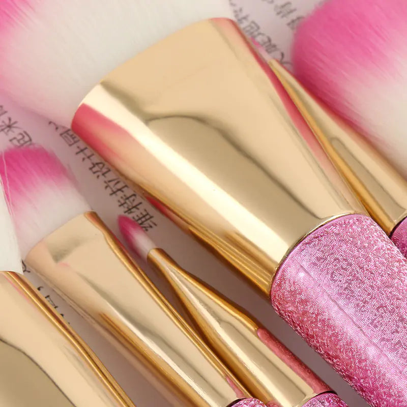 11-Piece 3D Makeup Brush Set with Flowing Sand Design