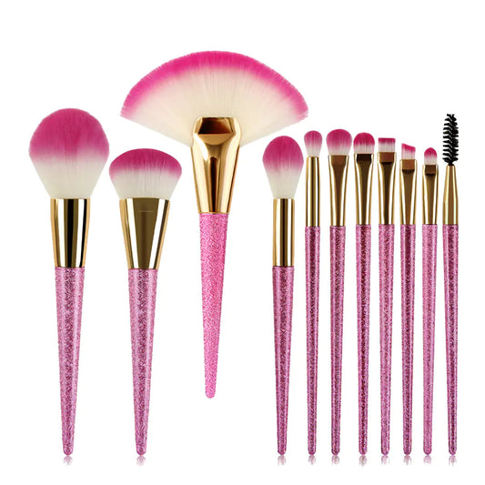 11-Piece 3D Makeup Brush Set with Flowing Sand Design
