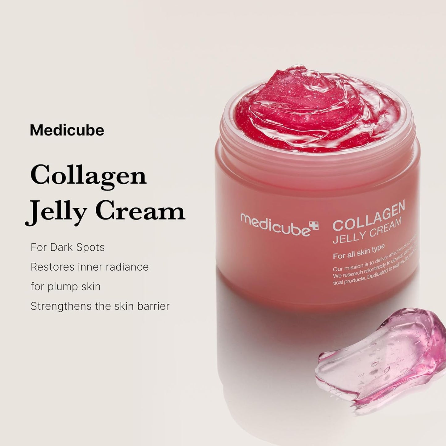 Medicube Collagen Jelly Cream- Niacinamide & Freeze-Dried Hydrolyzed Collagen - Boosts skins barrier hydration and gives 24h Glow & Lifted Look - No artificial color Korean skincare (3.71 fl.oz.)
